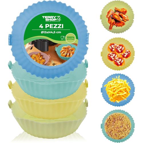 Plaques de friteuse à air en silicone résistantes à la chaleur adaptées aux fours et micro-ondes, s,tapis en silicone,plaque de cuisson à airfryer (4 pièces moyennes 17 cm)