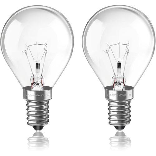 Ampoule de Four E14 G45 230V Dimmable,Ampoule Four 300 Degré Résistante,250LM Blanc Chaud 2700K,77MM * 45MM,P45 E14 Ampoule pour Four,Micro-ondes,Lampe à lave,Lot de 2