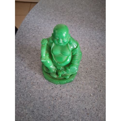 bouddha "rieur" vert en résine