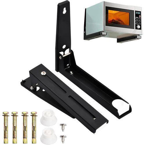 Support Micro Onde,Support Micro Onde Mural Pliable,Etagere Micro Onde Extensible,éTagèRe Micro Onde Installation Facile,Couleur Noire