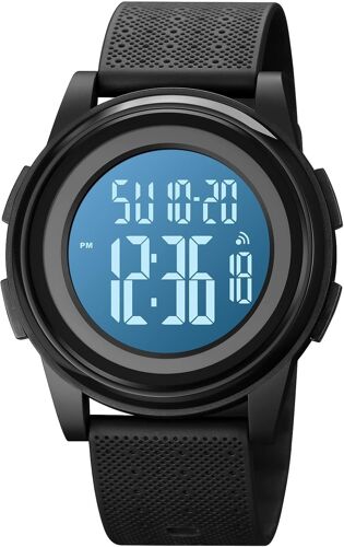 Homme Und Femme Sport Montre Outdoor Led Digitale Alarme Chronomètre Montres Bracelet Etanche Plastique Er Caoutchouc Montre.[J761]