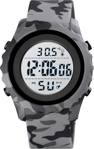 Unisex Digital Sport Montres Bracelet Électronique Thermomètre Étanche Temps Double Alarme Chronomètre Outdoor Militaires Montre Alarme Chronomètre.[J974]