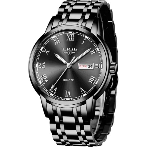 Montre Homme Quartz Analogique Bracelet Acier Inoxydable Étanche.[J51]