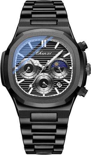 Montre D'affaires Pour Hommes,Design Octogonal Carré,Quartz Lumineux Étanche,Date En Acier Inoxydable.[J631]
