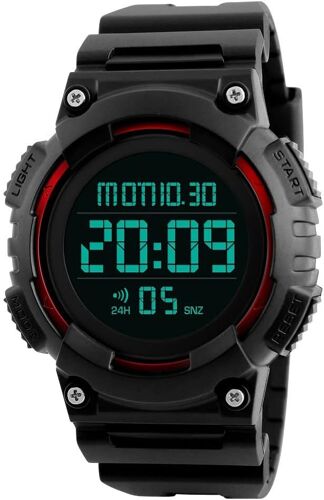 Montre Bracelet Homme Digital Led Outdoor Sport Tactique Militaire Hommes Montres Etanche 50m Plastique Lunette Et Caoutchouc Bande Date Calendrier Double Temps Alarme Electronique Noir Montre.[J685]