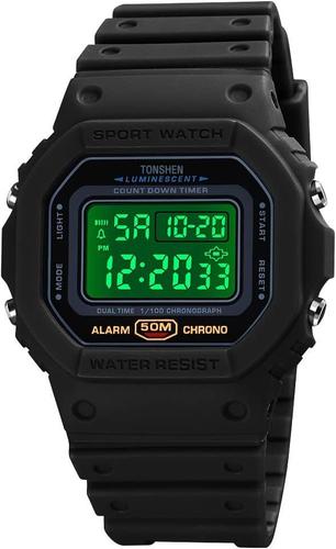 Unisexe Sport Digitale Montre 50m Etanche Outdoor Militaire Led Alarme Chronomètre Montres Bracelet Plastique Er Caoutchouc