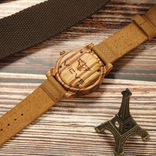 Montres En Bois Pour Hommes Et Femmes, Noyer Naturel/Bois D'olivier Chronographe À Quartz Japonais, Bracelet Réglable, Sports Militaires Et Loisirs