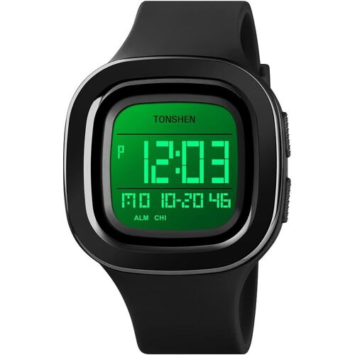Unisexe Sport Montre Outdoor Militaire Led Digitale Alarme Chronomètre Montres Bracelet 50m Etanche Plastique Er Caoutchouc Double Temps