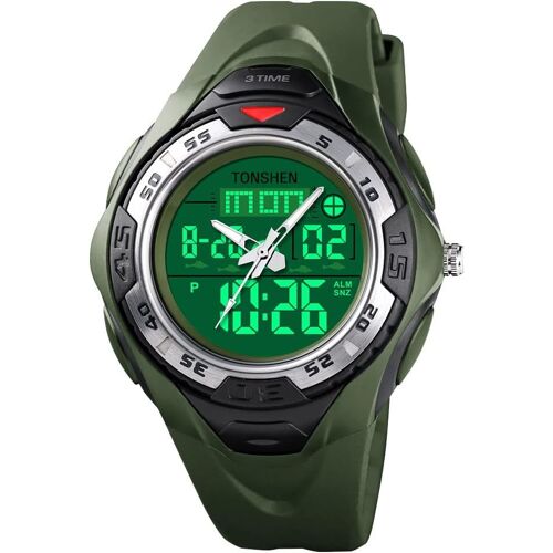 Homme Digitale Sport Montre Led Analogique Quartz Trois Temps 50m Etanche Outdoor Militaire Plastique Caisse Et Caoutchouc Ruban Montres Bracelet.[J988]