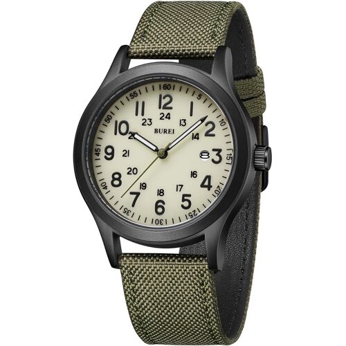 Montre Militaire À Quartz Analogique Pour Homme-Affichage 12/24 Heures-Facile À Lire-Avec Date Et Nylon.[J786]
