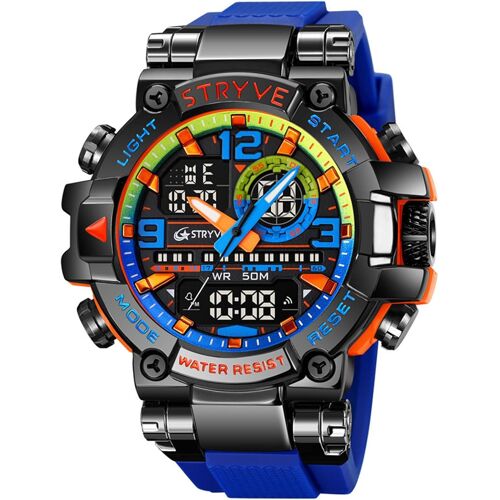 Montre De Sport Tendance Colorée Pour Homme,Montre Militaire Numérique Led Étanche À 50 M,Montre À Quartz Analogique À Double Affichage Bracelet En Silicone.[J919]
