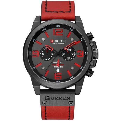 Montre De Luxe Militaire À Quartz Étanche Pour Homme Avec Chronomètre En Cuir.[J389]