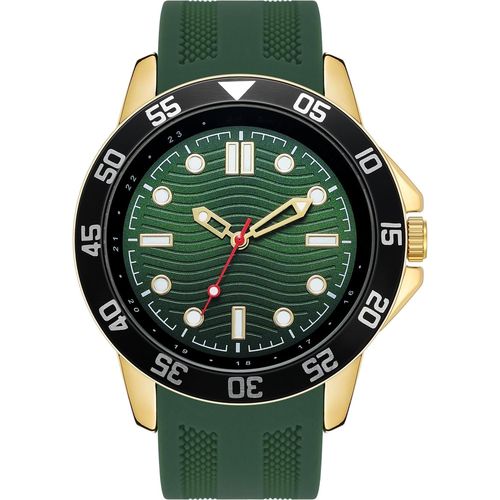 Montre De Sport Pour Homme-Quartz Vert-Bracelet En Silicone Synthétique-Étanche Jusqu'à 30 M-Grand Cadran-Montre De Travail Pour Homme-Style Décontracté-Cadeau Élégant Pour Homme,