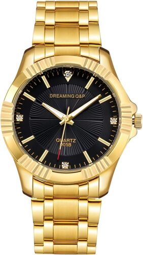 Montre Pour Homme En Acier Inoxydable Doré ¿ 005 Ip Plaqué Montre-Bracelet Pour Homme,Index En Cristal,Longueur Réglable