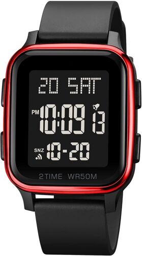 Montre Numérique De Sport Pour Homme Étanche Avec Alarme/Compte À Rebours/Double Heure/Chronomètre/12/24 H Avec Rétroéclairage Led.[J333]