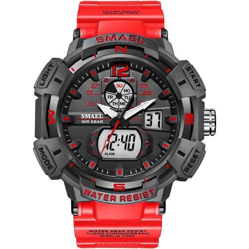 Homme Sport Digitale Etanche Montre Led Électronique Alarme Analogique Quartz Double Temps Outdoor Militaires Plastique Caisse Et Caoutchouc Ruban Montres.[J953]