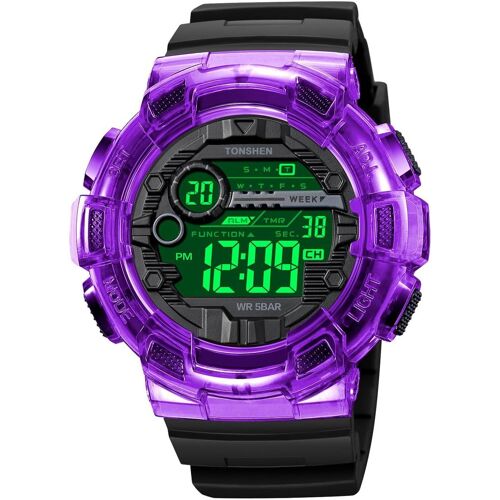 Homme Et Femme Multifonctionnelnel Outdoor Militaires 50m Etanche Montre Sport Plastique Led Chronographe Temps Double Montres Bracelet
