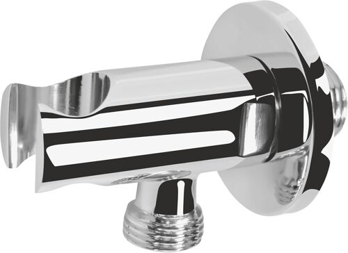 JGD-Raccord mural, filetage extérieur, 1/2"", rosace Ø 54 mm, avec support pour douchette, chromé, coude de raccordement mural, support mural pour tuyau de douche, raccord d'eau, TECBW3322