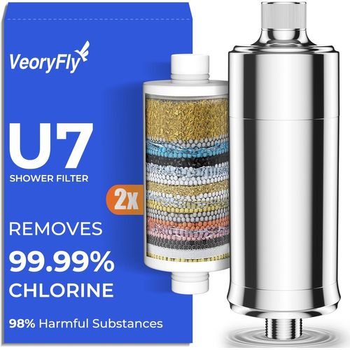 jum-Filtre De Douche ¿ Pour Eau Dure,Réduit Le Chlore,Les Impuretés Et Les Métaux Lourds,Avec Cartouche Filtrante De Rechange