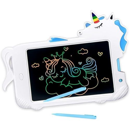 jum-Jeux Pour Enfants Tablette Licorne Lcd Graphique Et Dessin-Tableau Lumineux Fille 8,5 Pouces,Idées Jeux Cadeaux Pour Anniversaire Et Noël Pour Enfants De 3 À 8 Ans.-Bleu