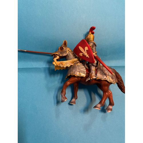 Figurine chevalier avec lance à cheval - chevalier en armure à cheval - moyen âge - schleich - 2003