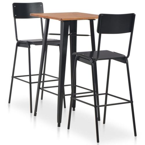 Vidaxl Mobilier De Bar 3 Pcs Acier Noir