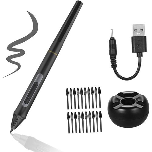 jum-Stylo Numérique Stylo Rechargeable 8192 Niveaux Stylet À Pression Avec Support De Stylo 20Pcs Pen Nips Pour Tablette Graphique De Dessin De Moniteur Graphique 13Hd / 16Hd / 16Hdk / 16Hdt