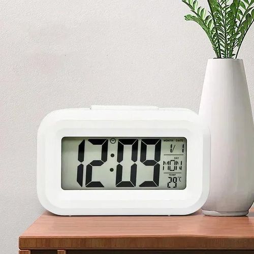 KAVRL-Mini Horloge Led Réveil Numérique Rétro-Éclairage Snooze Données Heure Calen Ier Bureau Multifonction Rétro-Éclairage Électronique Horloge De Table,Black