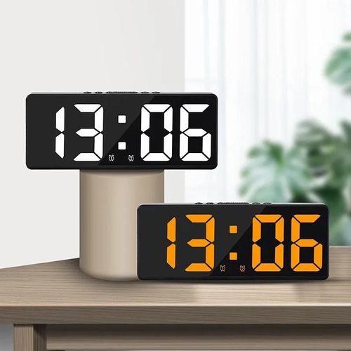 KAVRL-Réveil Numérique Commande Vocale Teperature Snooze Mode Nuit Horloge De Table De Bureau 12/24H Fonction Anti-Déruption Horloges Led Montre,Br