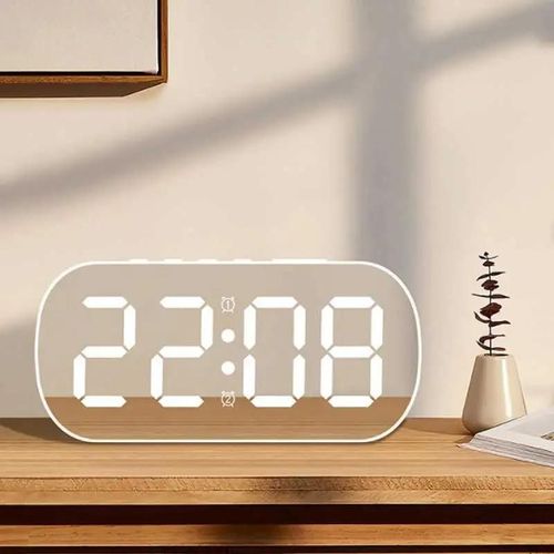 KAVRL-Led Horloge Électronique Numérique Simple Bureau Réveil Salon Chambre Décoration Réveil,White White Light