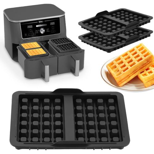Lot de 2 inserts gaufrés compatibles avec Ninja AF400EU,AF451EU,SL400EU et AF500DE,empilables,gaufres belges,accessoires de gaufres ninja en silicone