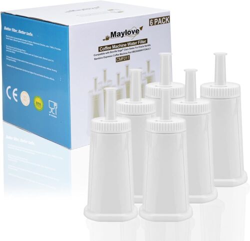 Lot De 6 Filtres À Eau Pour Machines À Café Sage Ses 990/980/500/878/875/880/920/810, Adoucisseur Bes008 Pour Filtre À Eau Sage Barista Express Pour Sauge Barista Pro