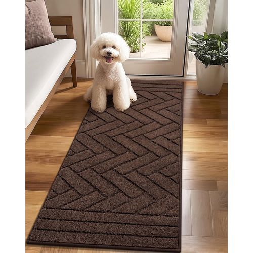 Paillasson Interieur Entree Long 60x150cm Tapis Antidérapant Lavable En Machine Absorbant Tapis D'entrée Intérieur Tapis Chien Pour Entrée, Porte Et Couloir-Café