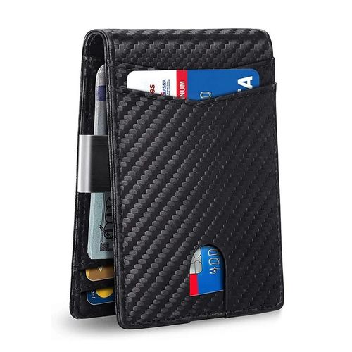 Rfid Microfier Cuir Luxe Hommes Portefeuilles Sac D'Argent Mince Homme Porte-Carte Portefeuille Pour Hommes Court Sac À Main Mâle Vallet Porte-Monnaie.Carbon Black.
