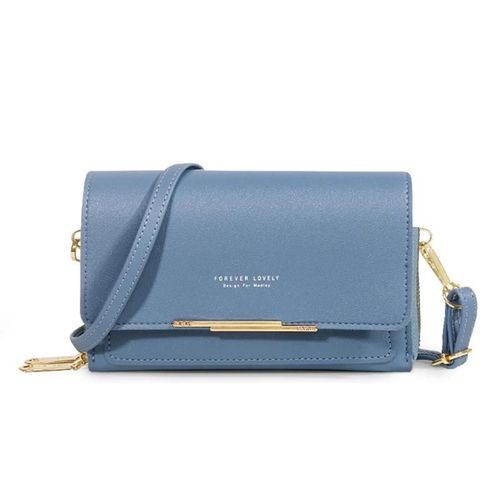 HUED-Portefeuille coréen pour femmes, sac à main multi-cartes, grande capacité, sac à bandoulière décontracté, paquet de téléphone portable, nouveau Style à la mode-blue