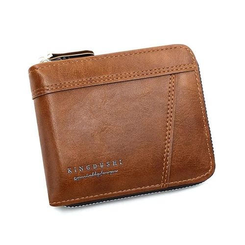 Portefeuille En Cuir Pour Hommes,Porte-Monnaie De Luxe,Porte-Cartes À Fermeture Éclair Avec Poche Pour Pièces De Monnaie,Portefeuilles Rfid,Cadeaux Pour Hommes,Sac D'Argent.Light Brown B.