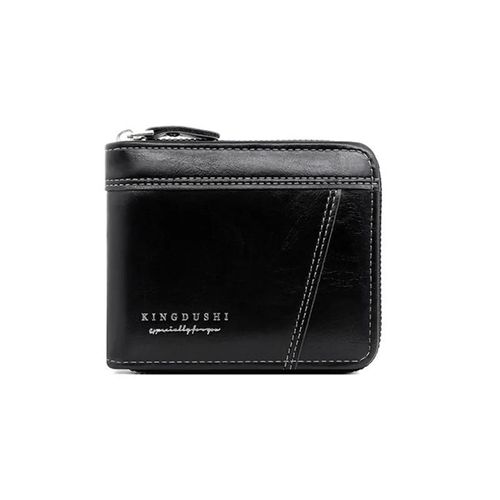 Portefeuille En Cuir Pour Hommes,Porte-Monnaie De Luxe,Porte-Cartes À Fermeture Éclair Avec Poche Pour Pièces De Monnaie,Portefeuilles Rfid,Cadeaux Pour Hommes,Sac D'Argent.Black B.