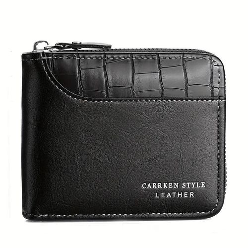 Portefeuille En Cuir Pour Hommes,Porte-Monnaie De Luxe,Porte-Cartes À Fermeture Éclair Avec Poche Pour Pièces De Monnaie,Portefeuilles Rfid,Cadeaux Pour Hommes,Sac D'Argent.Black.