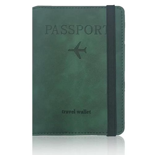 Étui À Cartes En Cuir Bloquant Rfid,Porte-Passeport,Portefeuille,Accessoires De Voyage Pour Femmes Et Hommes.Green.