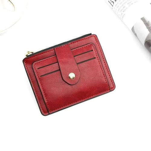 Portefeuille En Cuir Mince Avec Poche À Monnaie Pour Hommes Et Femmes,Porte-Cartes De Crédit,Porte-Cartes D'Identité,Marque De Créateur,Luxe,Petit.Red.