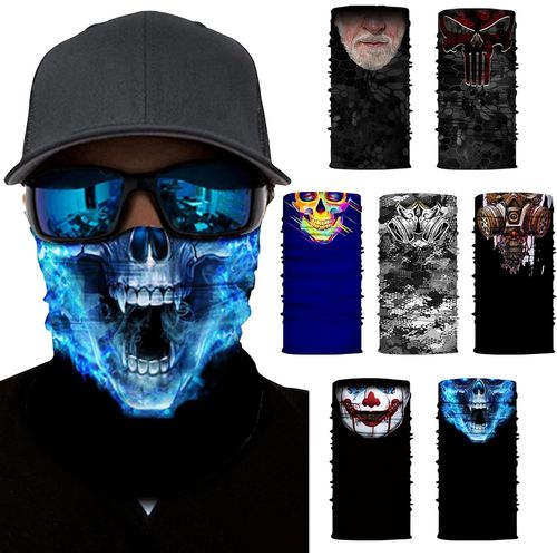 Qxer-Masque, Cagoule, Foulard Multifonction, Écharpe De Protection Avec Tube Élastique, Masque Facial Pour Homme/Femme, Utilisé Pour Les Motos, Les Vélos, Le Ski. (Costume À Sept Pièces), Noir , Tail