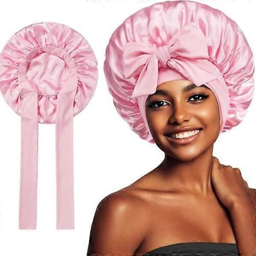 Bonnet De Nuit En Soie Pour Dormir, Bonnet En Satin Réglable, Bonnet Rose Pour Femmes Et Filles, Bonnets Pour Cheveux Bouclés Naturels 