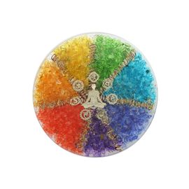 Sous Verre Orgonite 7 Chakras Avec Symbole Méditation