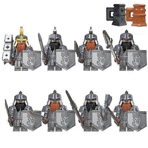 8 pièces Le Seigneur des Anneaux bloc de construction poupée nain série leader guerrier guerrier bloc de construction minifigure
