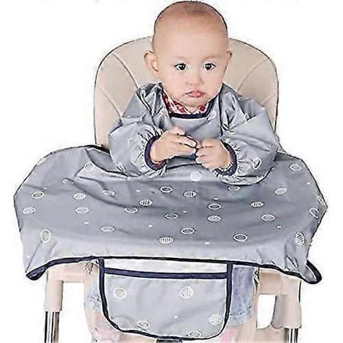 Bavoir Pour Bébé, Bavoir À Manches Longues, Se Fixe À La Chaise Haute Et À La Table, Bavoir De Sevrage