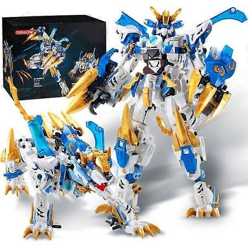 Blocs de construction Mecha 2 en 1, kit de construction de robot transformable animal avec tigre blanc, jouets de collection, cadeau (515 pièces) (Tigre blanc)