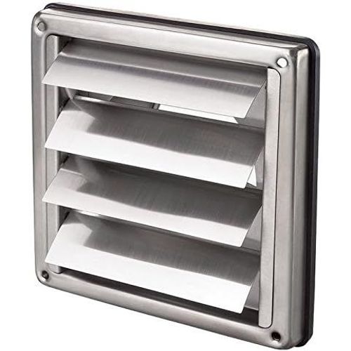 PATB-Grille de protection météo en acier inoxydable rectangulaire avec lamelles mobiles Raccordement tuyau DN 100 125 150 200 mm Surpression Grille d'aspiration