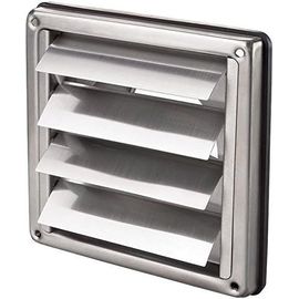 PATB-Grille de protection météo en acier inoxydable rectangulaire avec lamelles mobiles Raccordement tuyau DN 100 125 150 200 mm Surpression Grille d'aspiration
