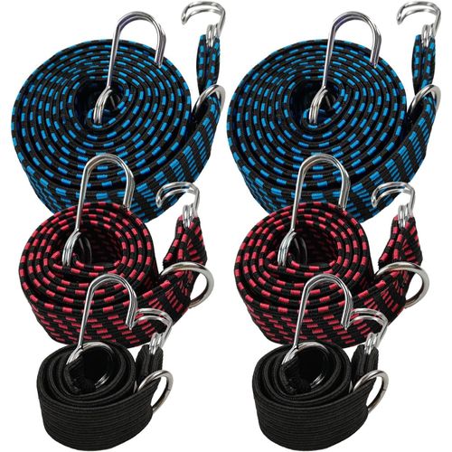 Anw-6 Plat Tendeurs Elastique Avec Métal Crochets,Universel Sangle Élastique Réglable En Caoutchouc,Extra Long Sangles Puissant Robuste,Ajustable Élargi Cordon Pour Motos Marchandises Fixes