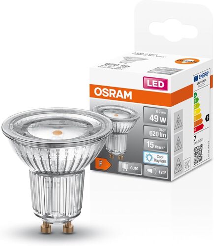 Loc-Led Star Reflektor-Lampe Par16 Für Strahler Und Spots In Tageslichtweiß(6500 K),Klar,50 Mm Durchmesser,Mit 6.9 W Für 620 Lm,Gu10 Retrofit Pin-Sockel,Bleifreies Glas,Ip20,Eek F.